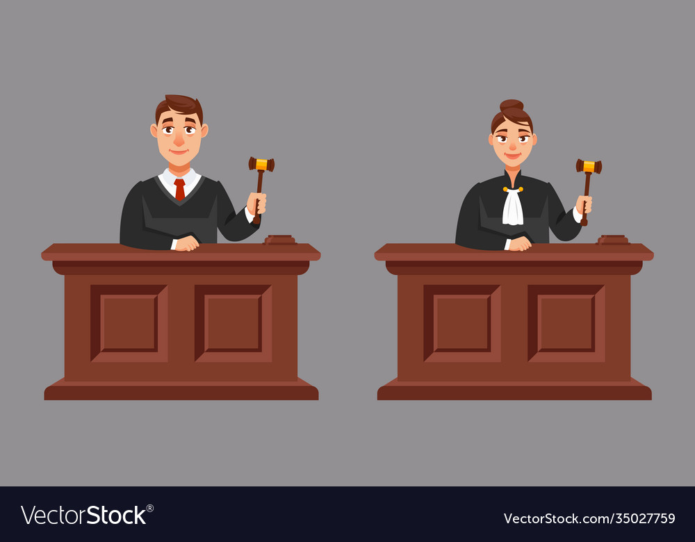 Male And Female Judges In Cartoon Style Royalty Free Vector