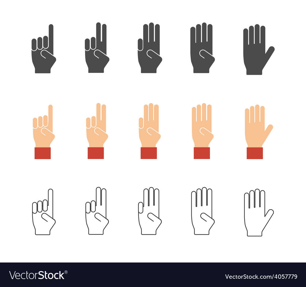 Numbers Hand Gesture Icons Royalty Free Vector Image