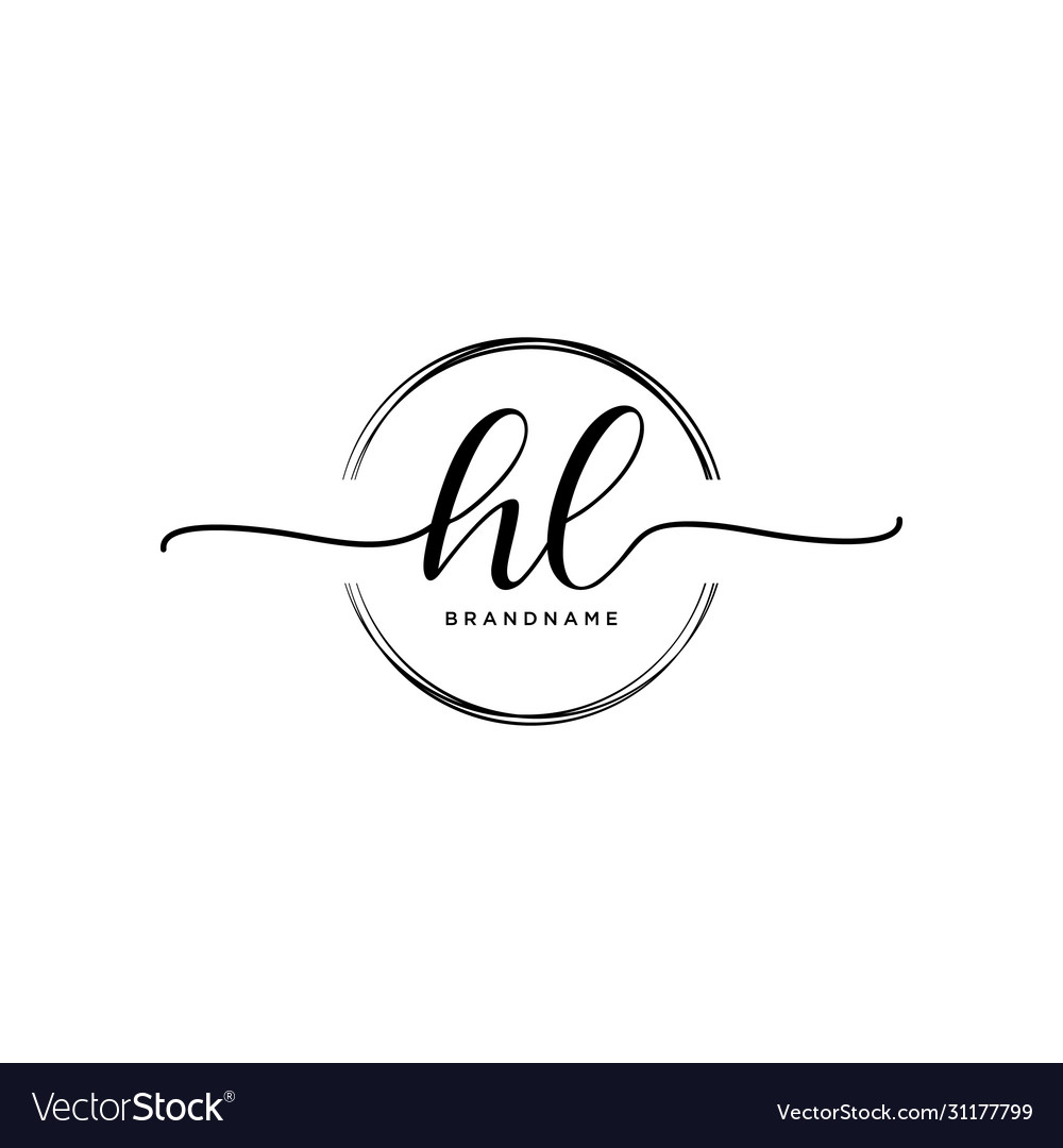 Hl Initial Handwriting Logo With Circle Template Vector Image