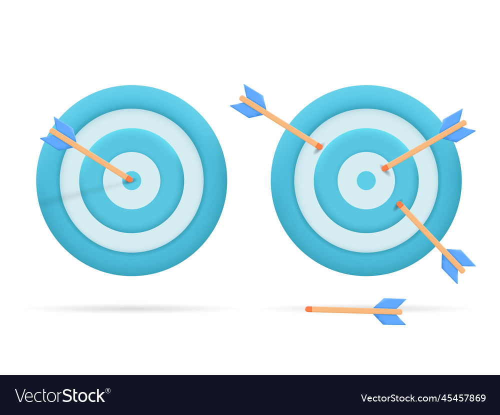 Dart Arrow Hit The Center Of Target And Missed Vector Image