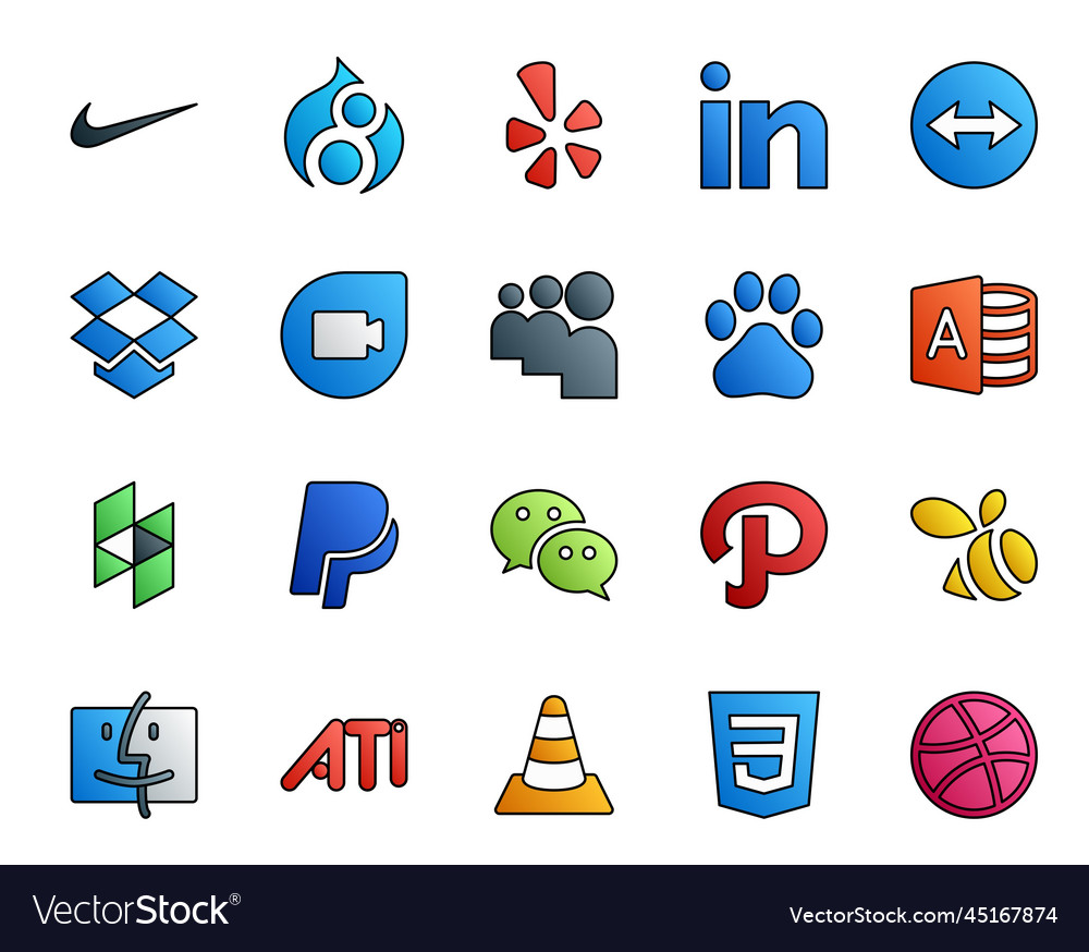 Social Media Icon Pack Including Ati Swarm Vector Image