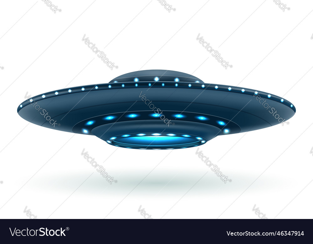 Ufo Space Flying Saucer Alien Ship Luminous Vector Image