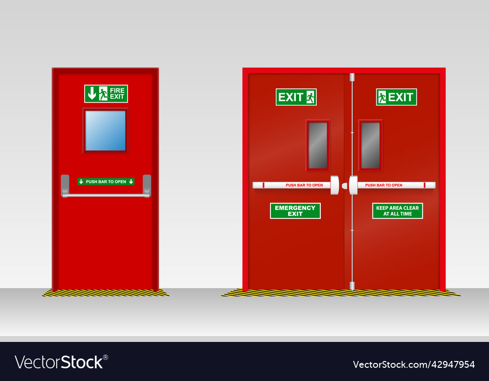 Set Of Fire Door Exit Isolated Or Emergency Vector Image