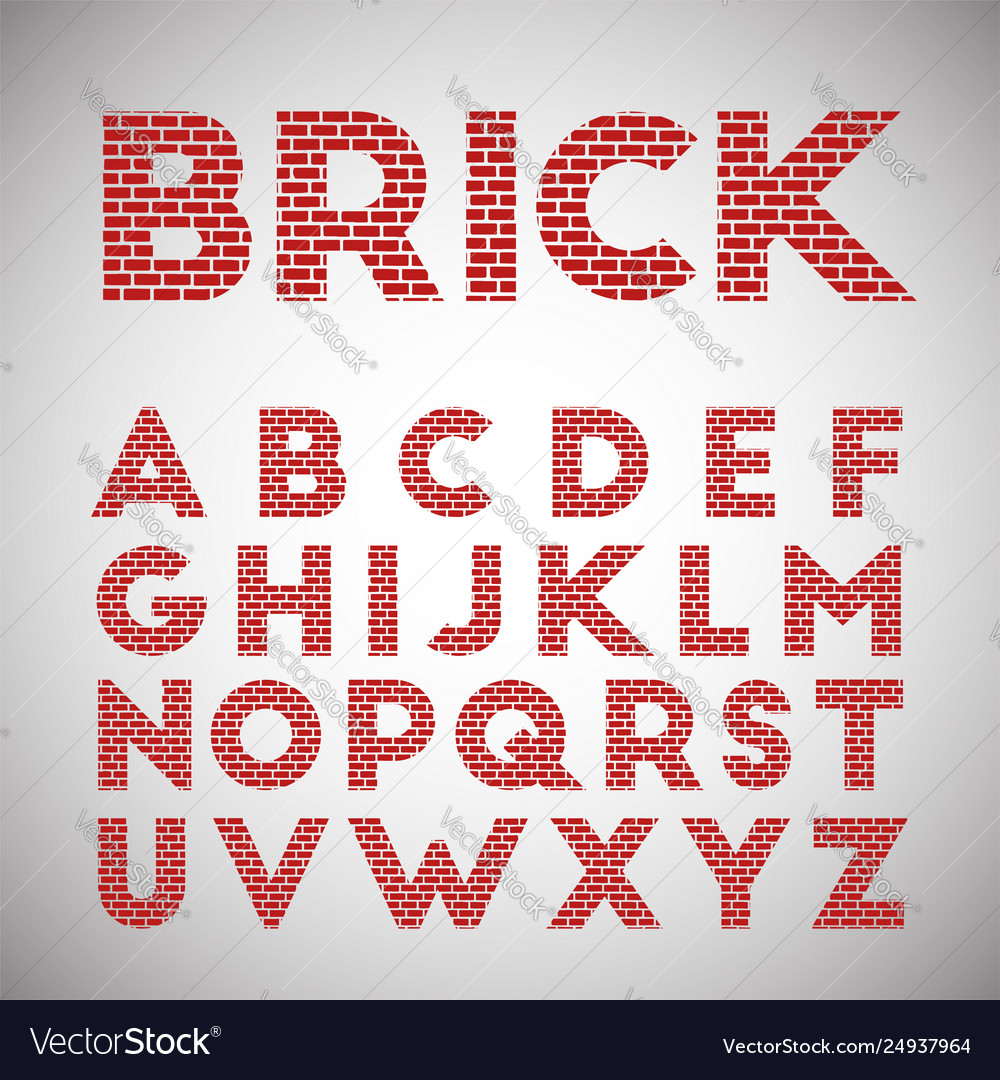 Red Brick Typeface Royalty Free Vector Image Vectorstock