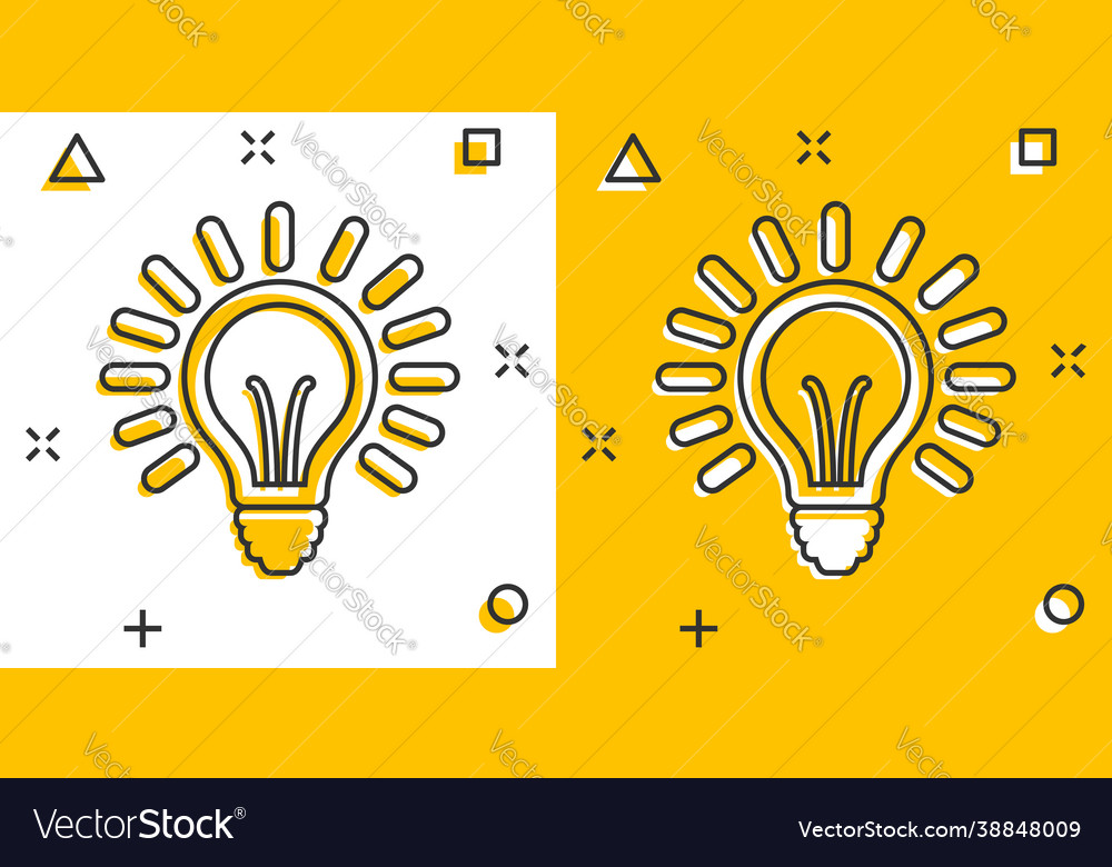 Cartoon Light Bulb Icon In Comic Style Lighting Vector Image