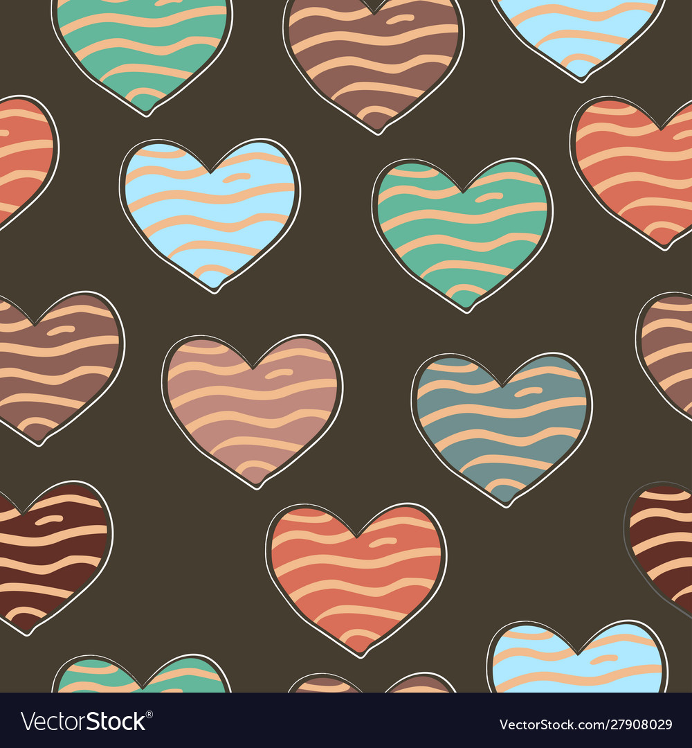 Terracotta Heart Abstract Seamless Pattern Modern Vector Image