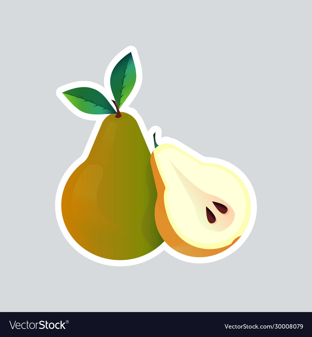 Fresh Juicy Pear Sticker Tasty Ripe Fruit Icon Vector Image