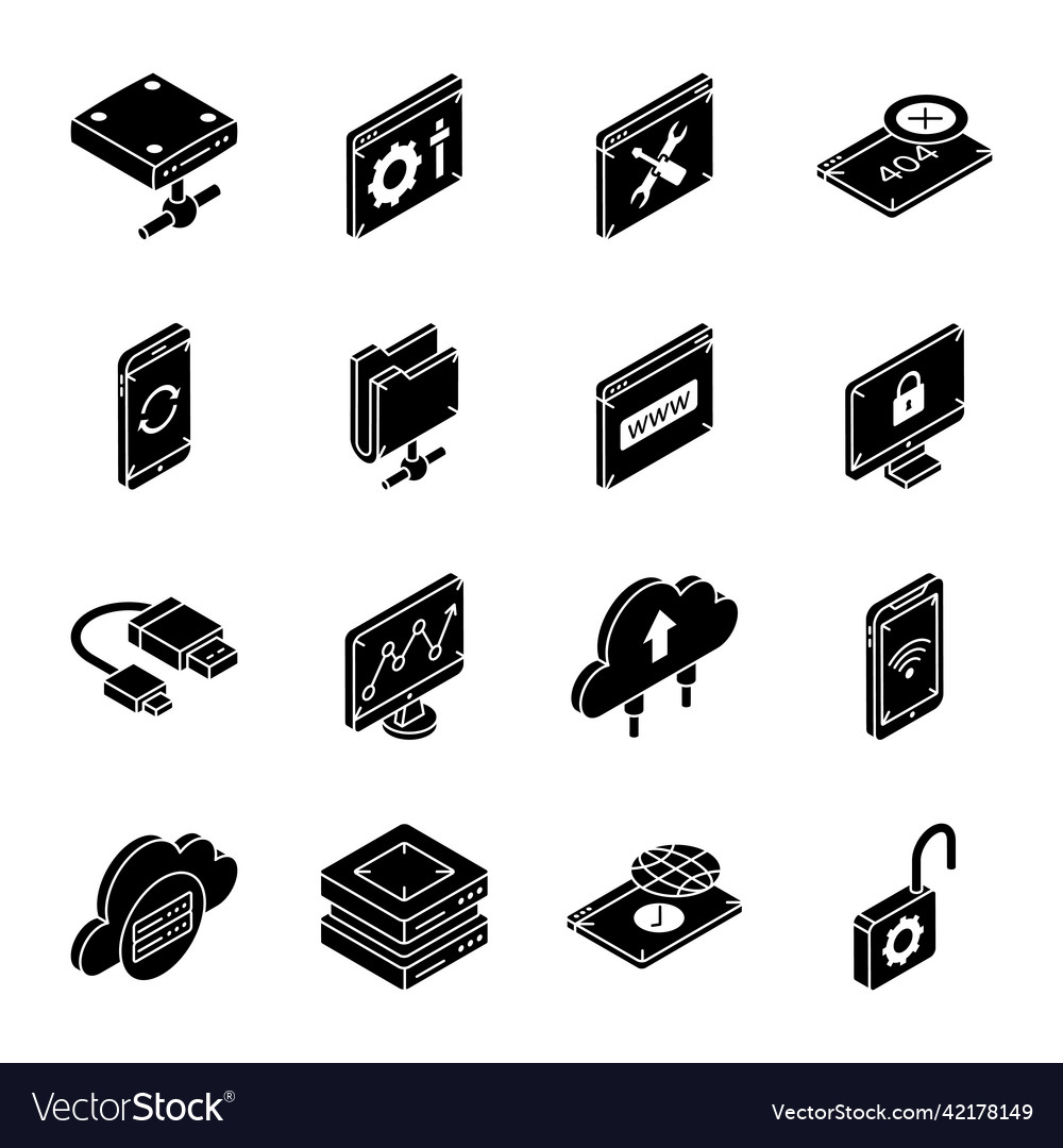 Pack Of Technology Isometric Icons Royalty Free Vector Image