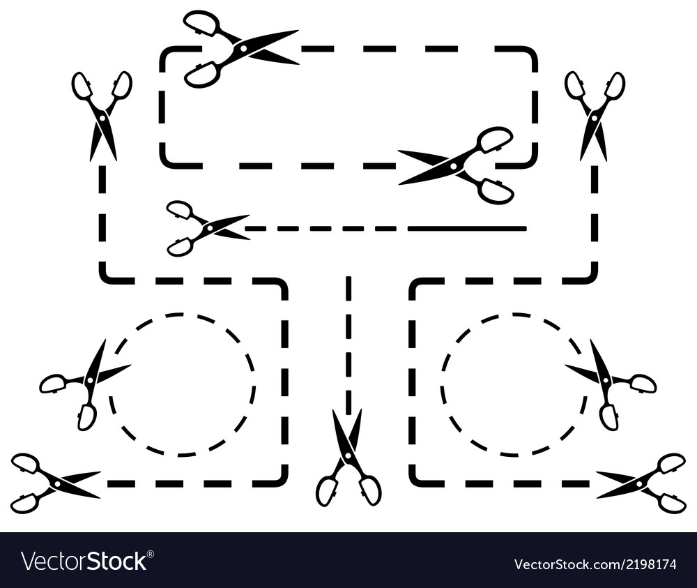 Dotted Line Set With Scissors Royalty Free Vector Image