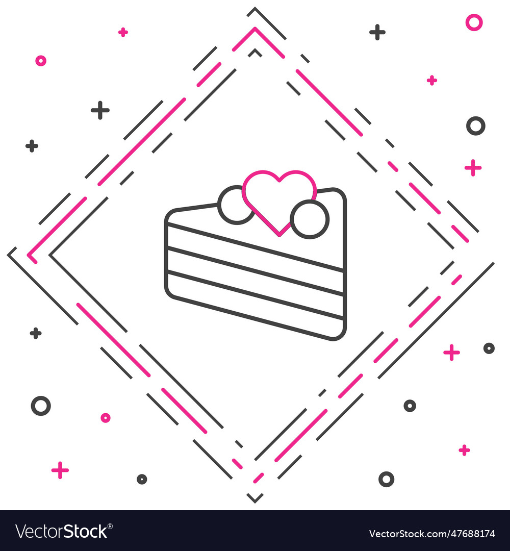 Line Wedding Cake With Heart Icon Isolated Vector Image