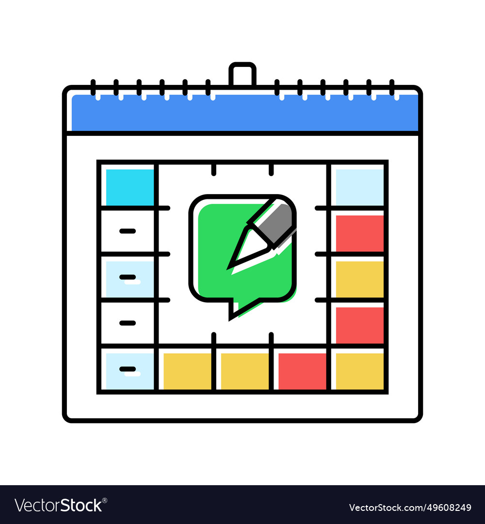 Content Calendar Social Media Color Icon Vector Image