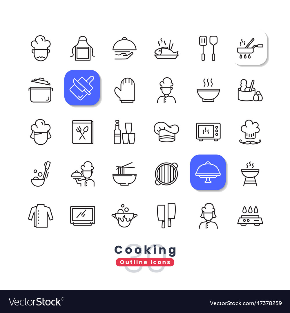 Cooking Outline Icons Royalty Free Vector Image