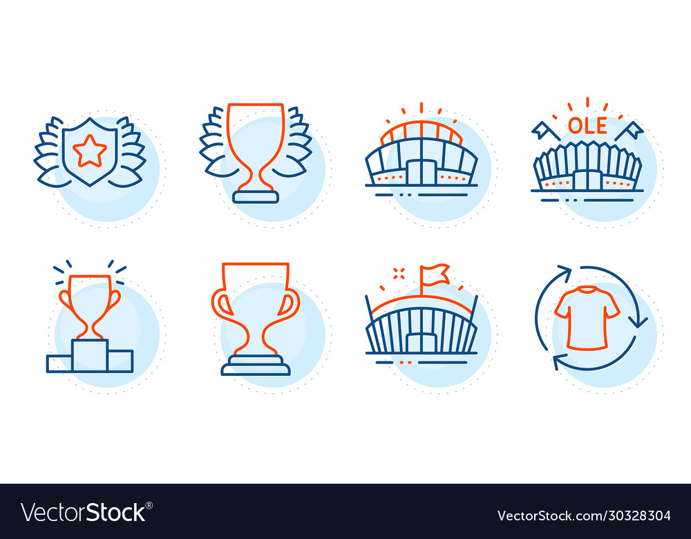 Laureate Award Cup And Arena Stadium Icons Set Vector Image