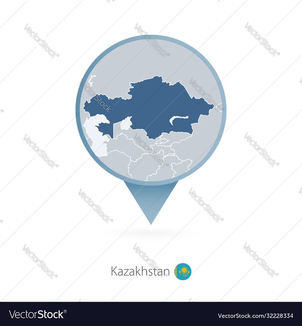 Map Pin With Detailed Kazakhstan Royalty Free Vector Image