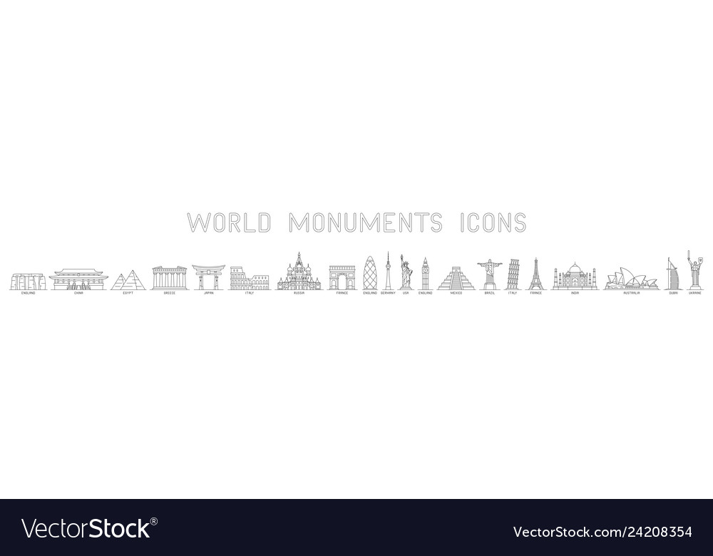 World Monuments Icons Royalty Free Vector Image