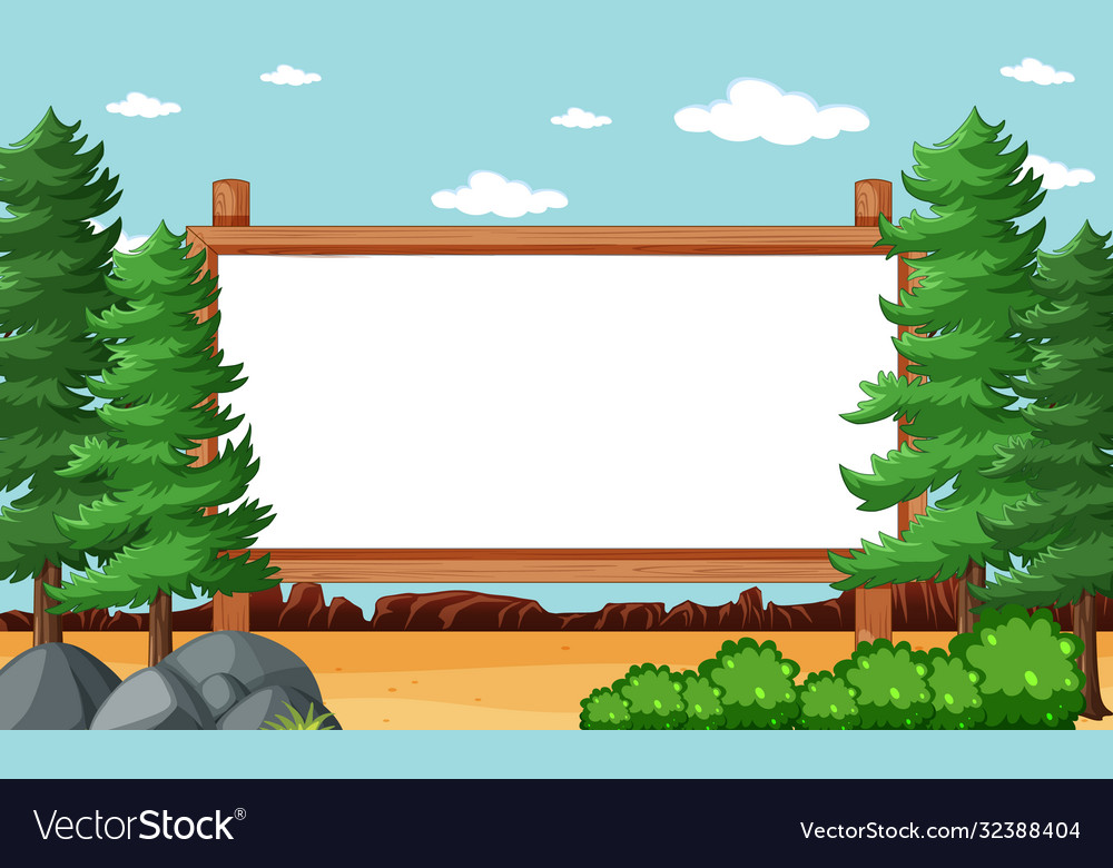 Blank Wooden Frame In Nature Park Scene Royalty Free Vector