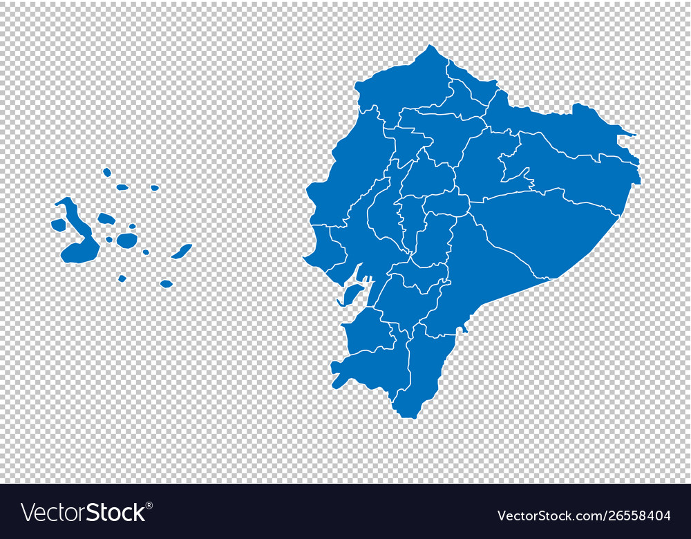 Ecuador Map High Detailed Blue Map Royalty Free Vector