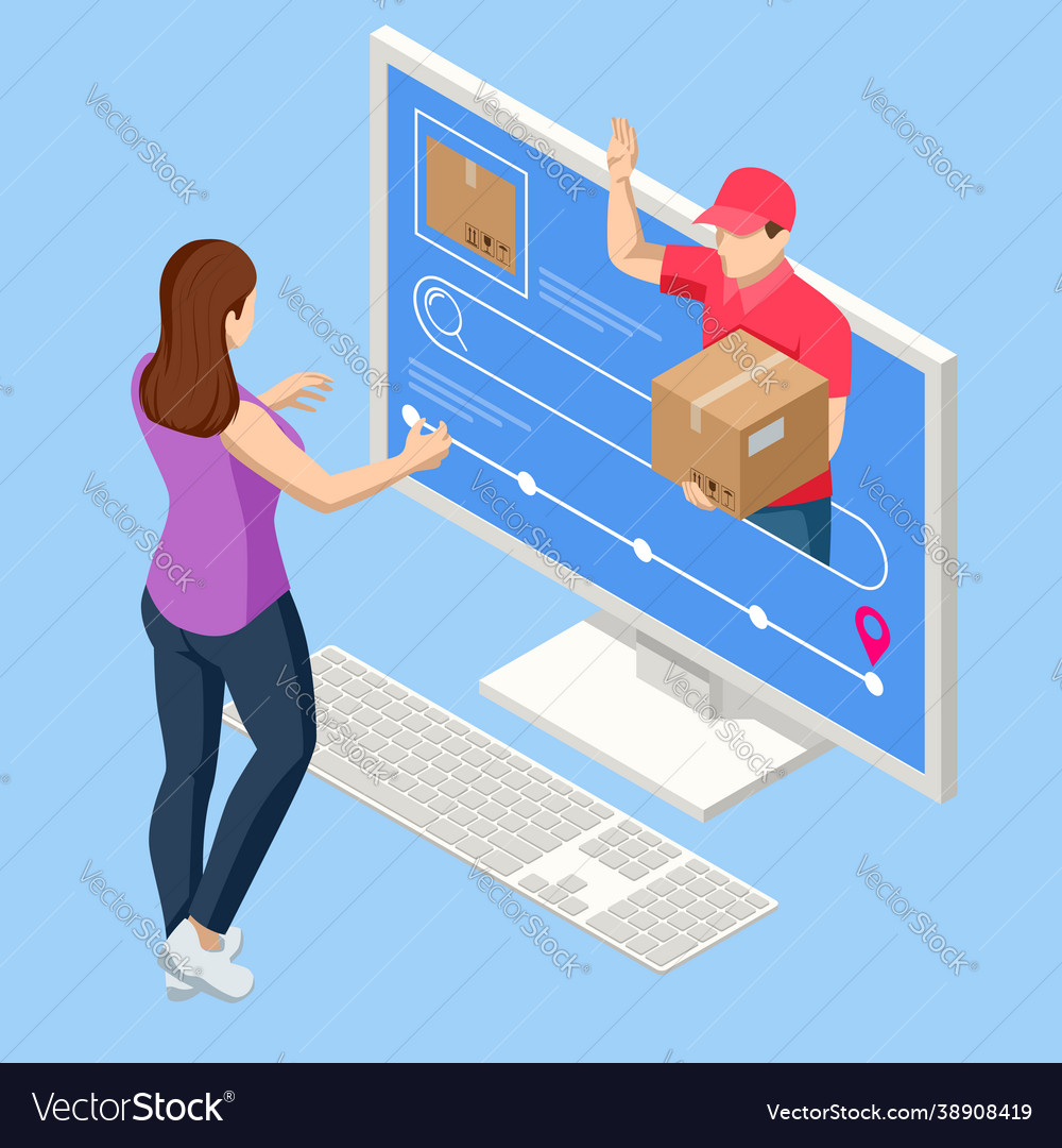 Isometric Logistics And Delivery Concept Delivery Vector Image