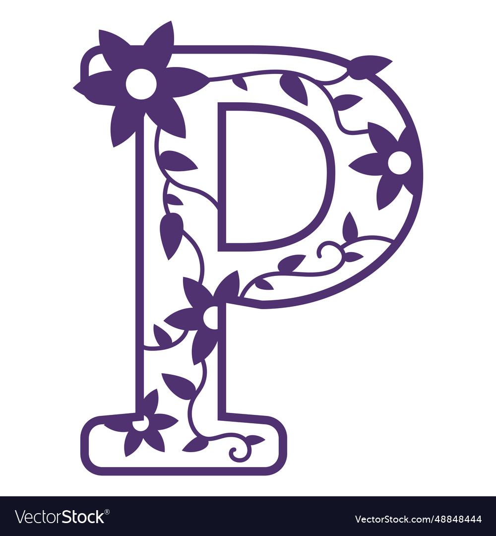 Floral Alphabet Letter P Royalty Free Vector Image