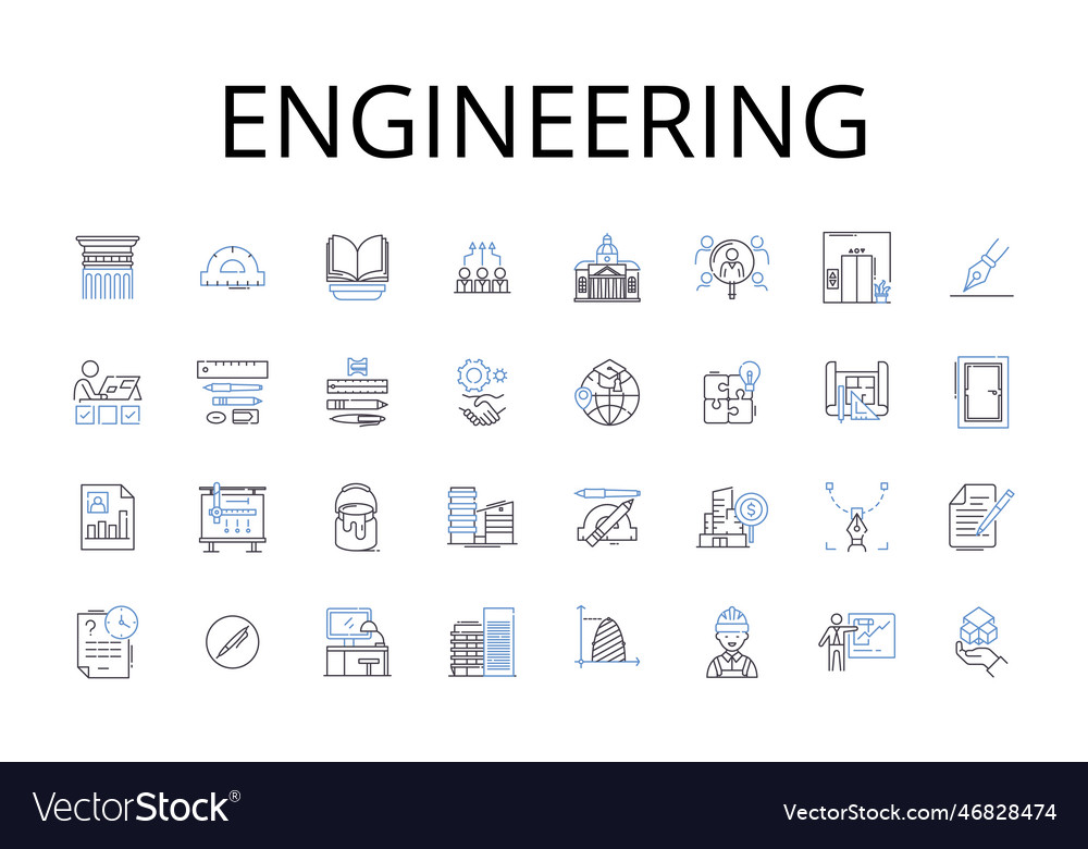 Engineering Line Icons Collection Design Vector Image