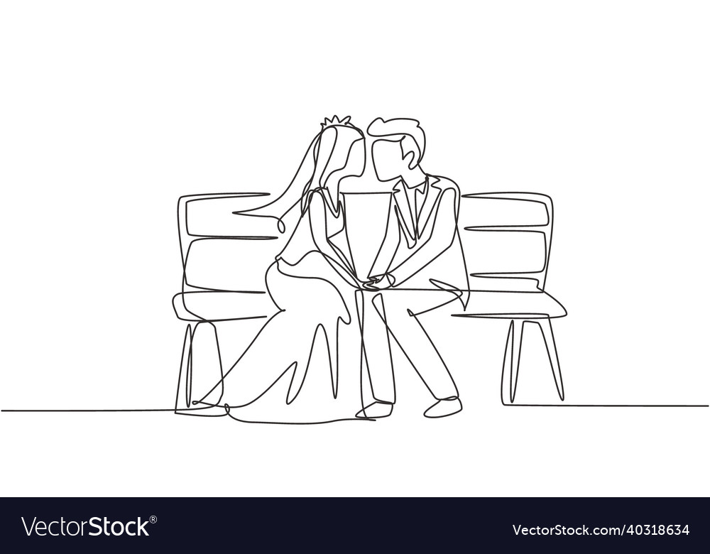 Single Continuous Line Drawing Happy Man Vector Image