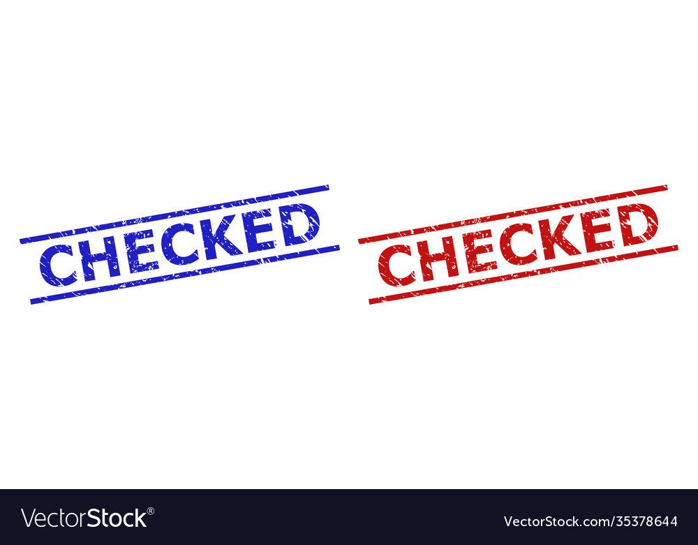 Checked Stamp Seals With Grunged Texture Vector Image