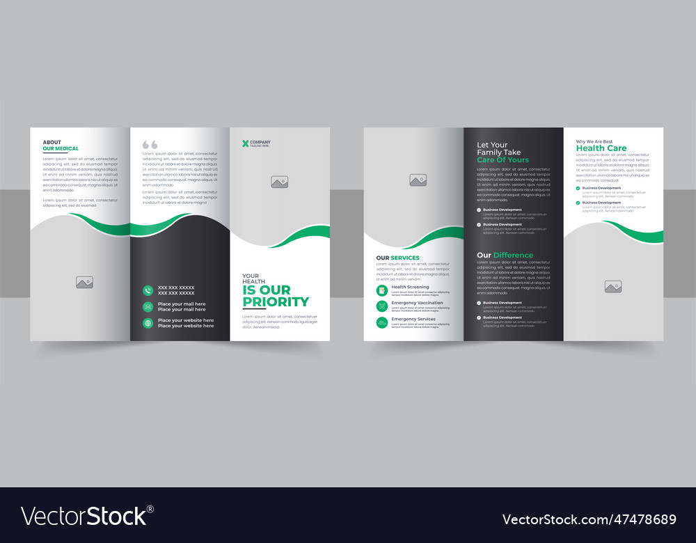 Medical Clinic Trifold Brochure Layout Royalty Free Vector