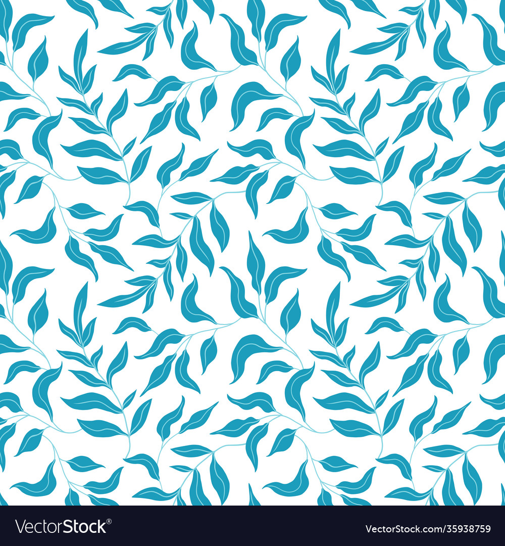 Seamless Pattern With Flat Minimalism Leaves Hand Vector Image