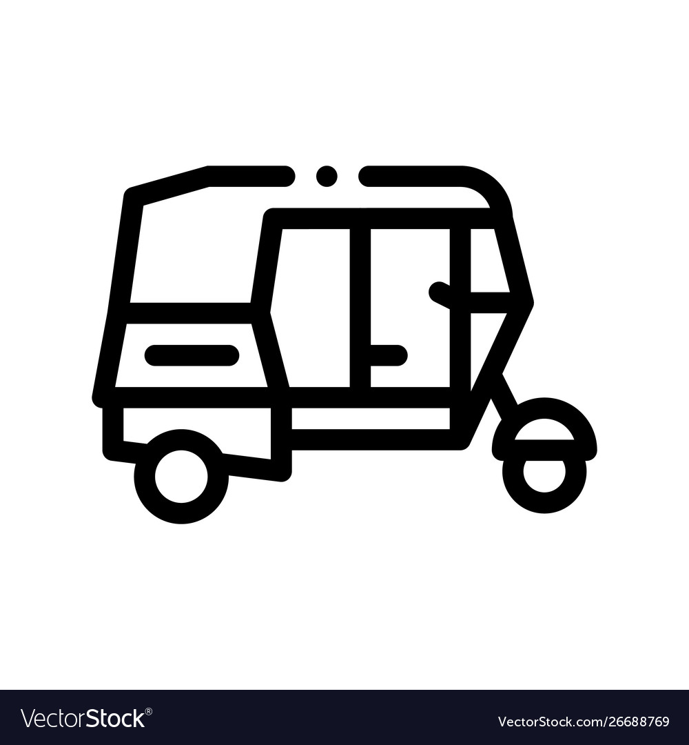 Public Transport Rickshaw Thin Line Icon Vector Image