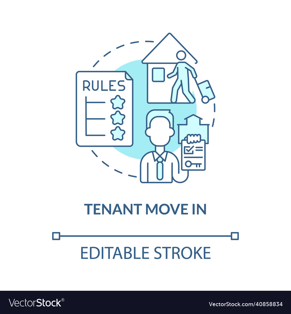 Tenant Move In Turquoise Concept Icon Royalty Free Vector