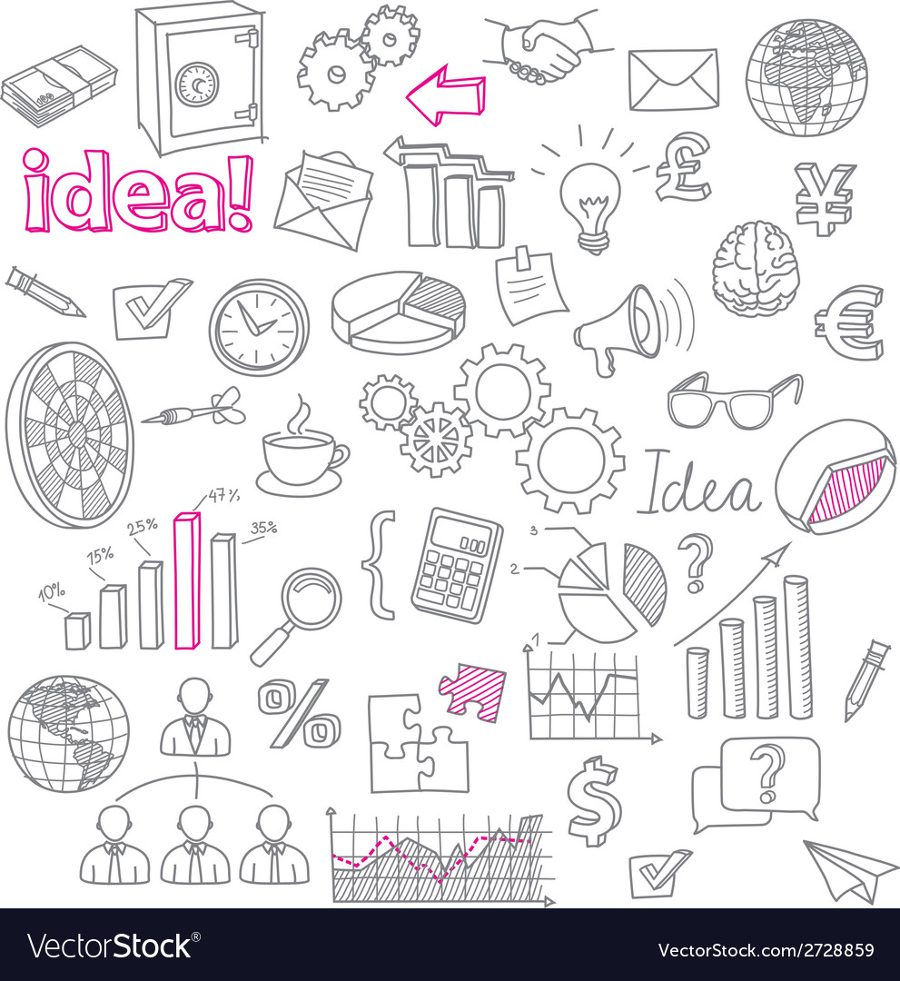 Hand Drawn Business Doodles Set Royalty Free Vector Image