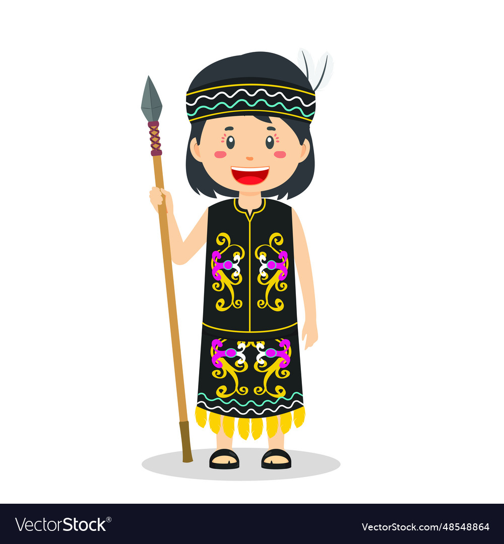 Dayak Peoples Characters Preparing To Hunt Vector Image