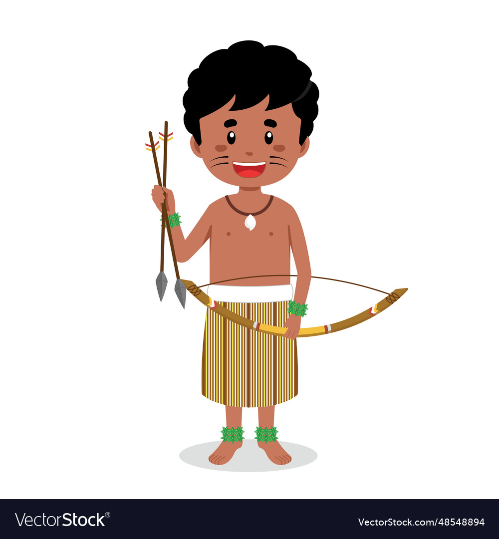 Fiji People Holding Arrows For Hunting Royalty Free Vector