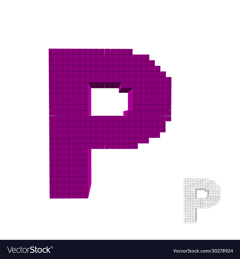 D Pixelated Capital Letter P Royalty Free Vector Image