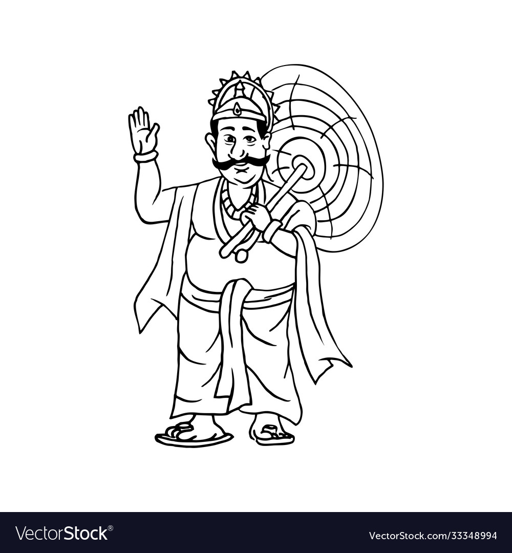 Kerala Onam Festival Mahabali Also Kown Maveli Vector Image