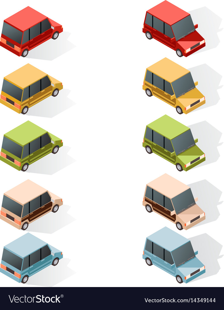 Set Of Isometric Car Icons Royalty Free Vector Image