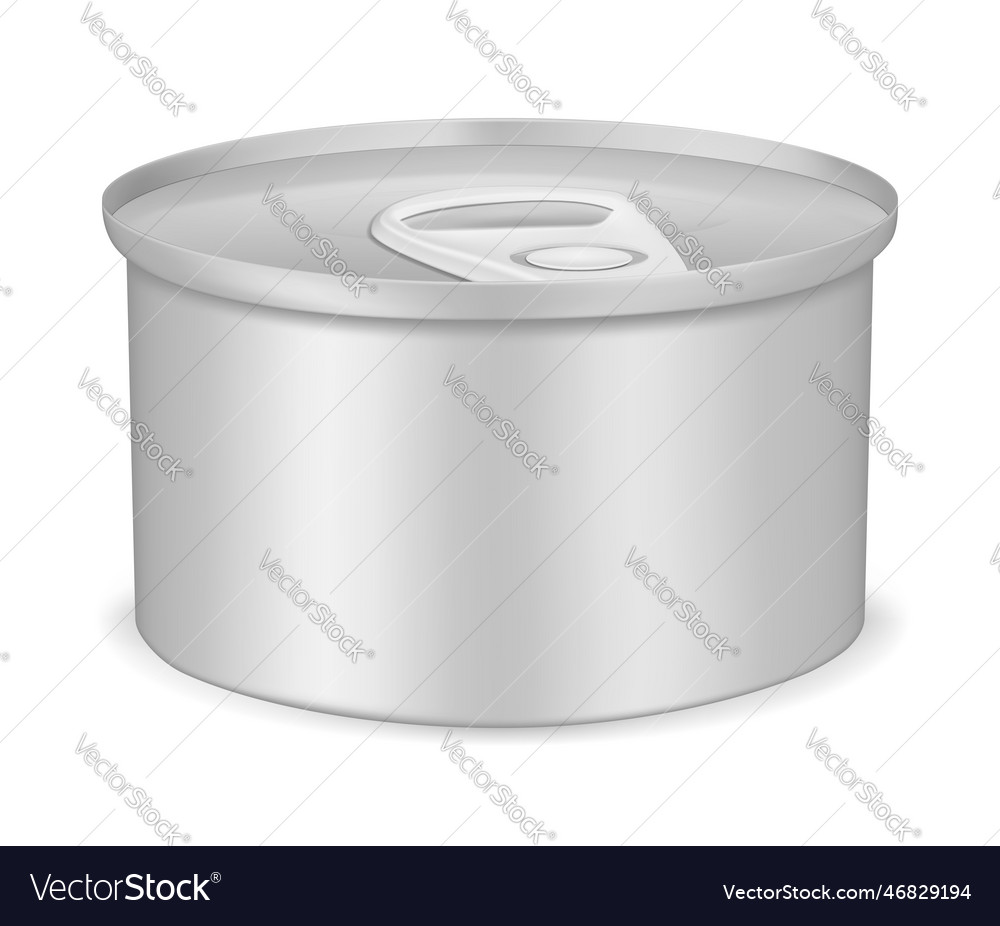 Round Tin Can With Pull Tab Lid Realistic Mockup Vector Image