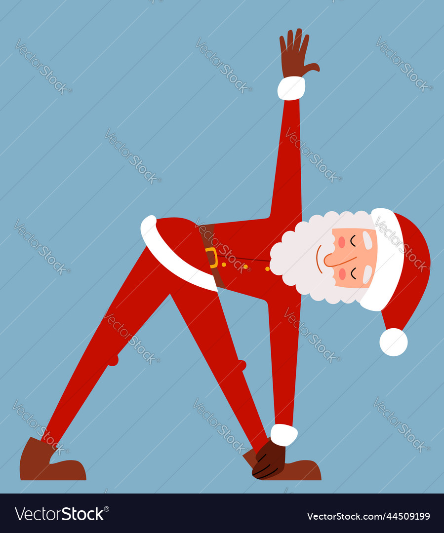 A Scene With Skinny Santa Claus Doing Yoga Vector Image