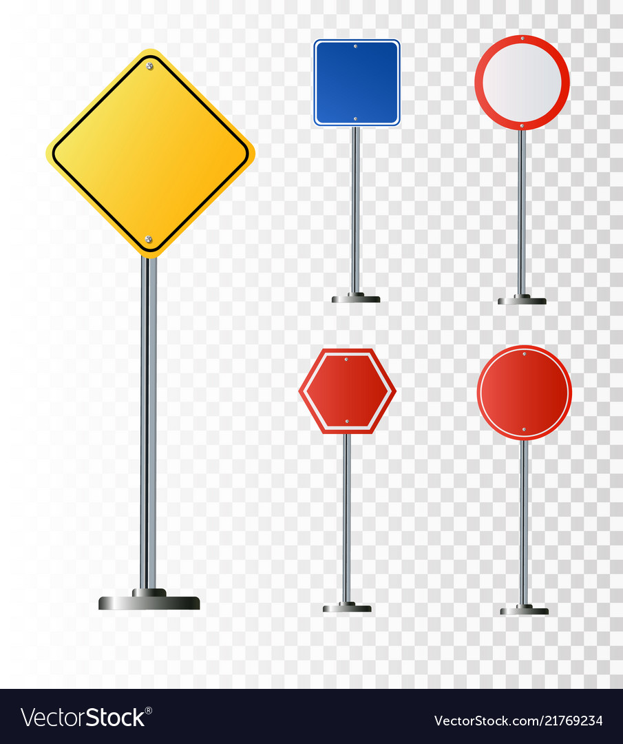 Set Road Signs Isolated On Transparent Royalty Free Vector