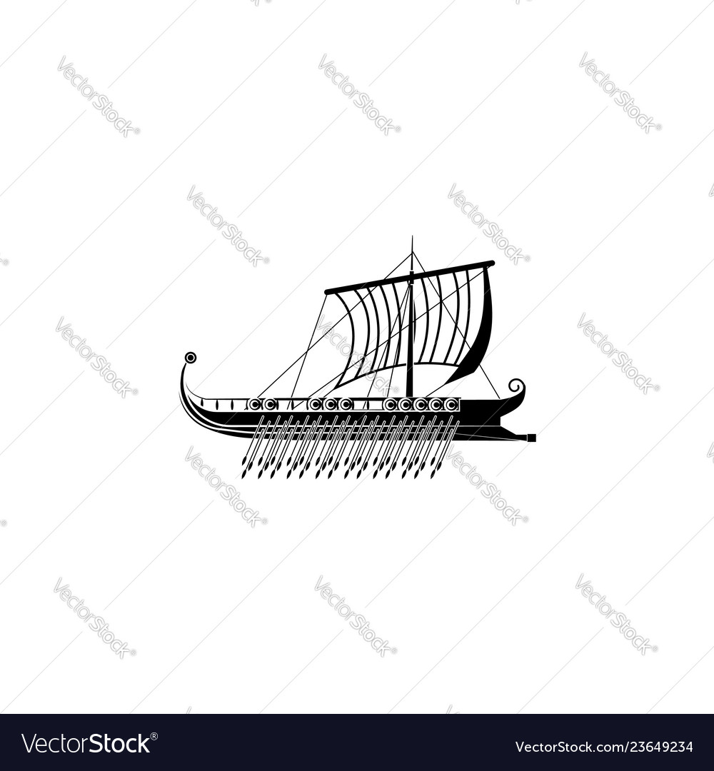 Trireme Icon Galley Black On White Royalty Free Vector Image