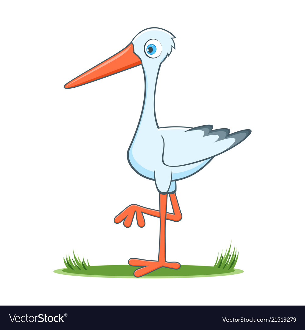 Happy Cartoon Stork Royalty Free Vector Image Vectorstock