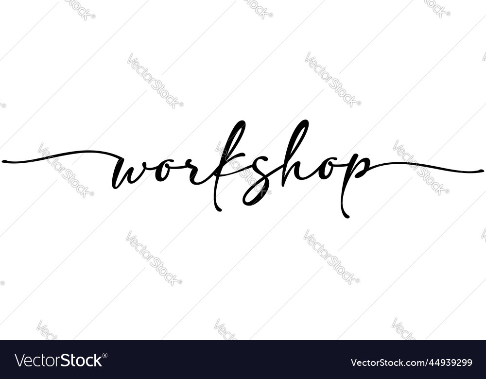 Workshop Word Continuous One Line Calligraphy Art Vector Image