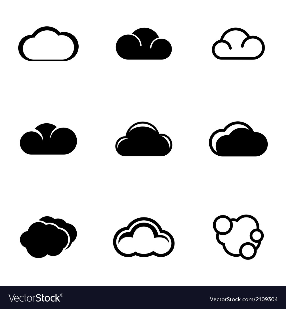 Black Cloud Icons Set Royalty Free Vector Image