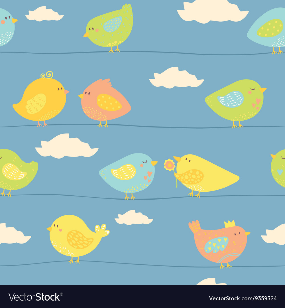 Seamless Pattern With Cute Birds Royalty Free Vector Image