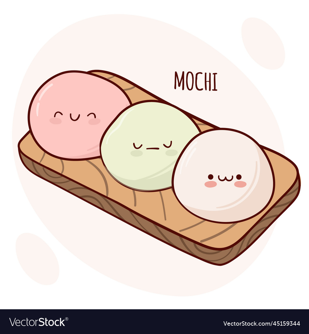 Draw Funny Kawaii Japan Tradition Sweet Mochi Vector Image