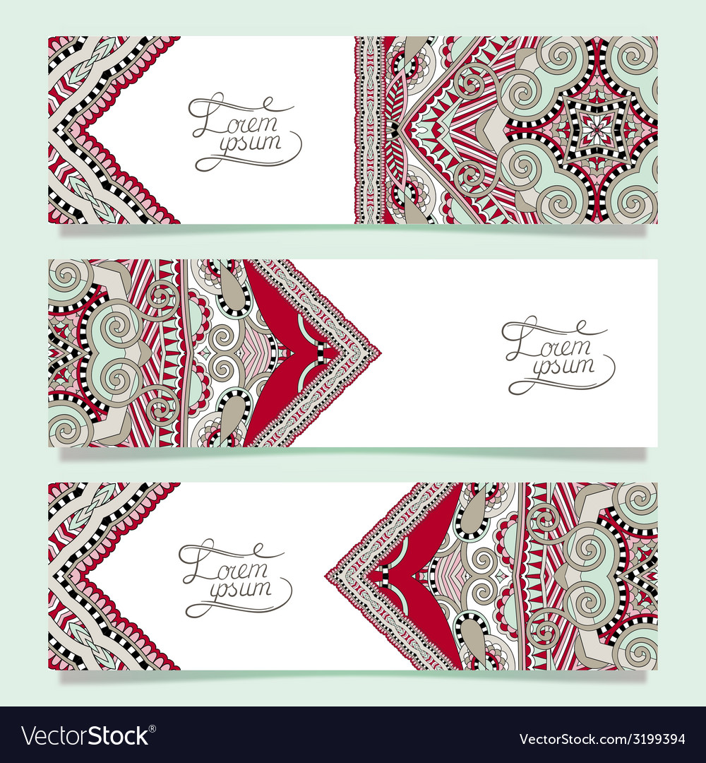 Set Of Three Horizontal Banners With Decorative Vector Image