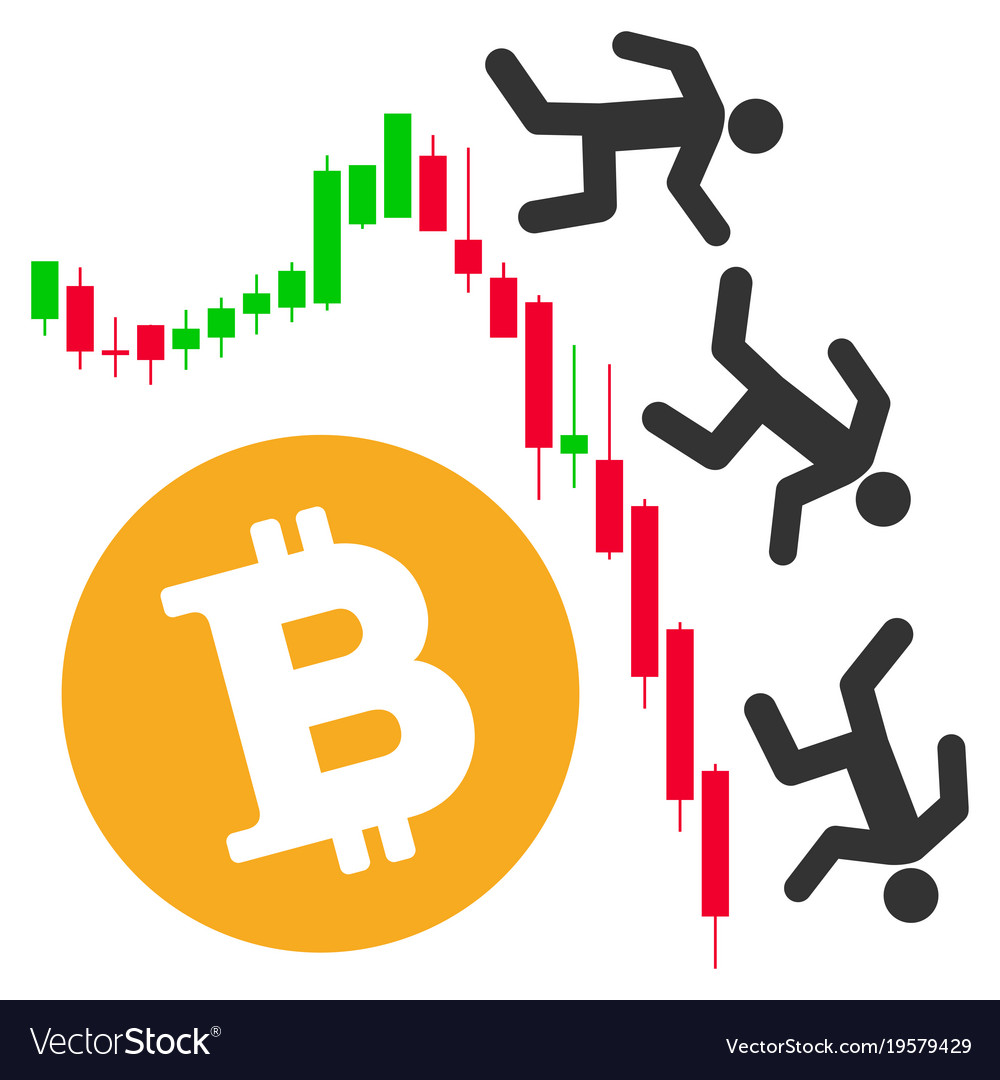 Falling Bitcoin Traders Flat Icon Royalty Free Vector Image