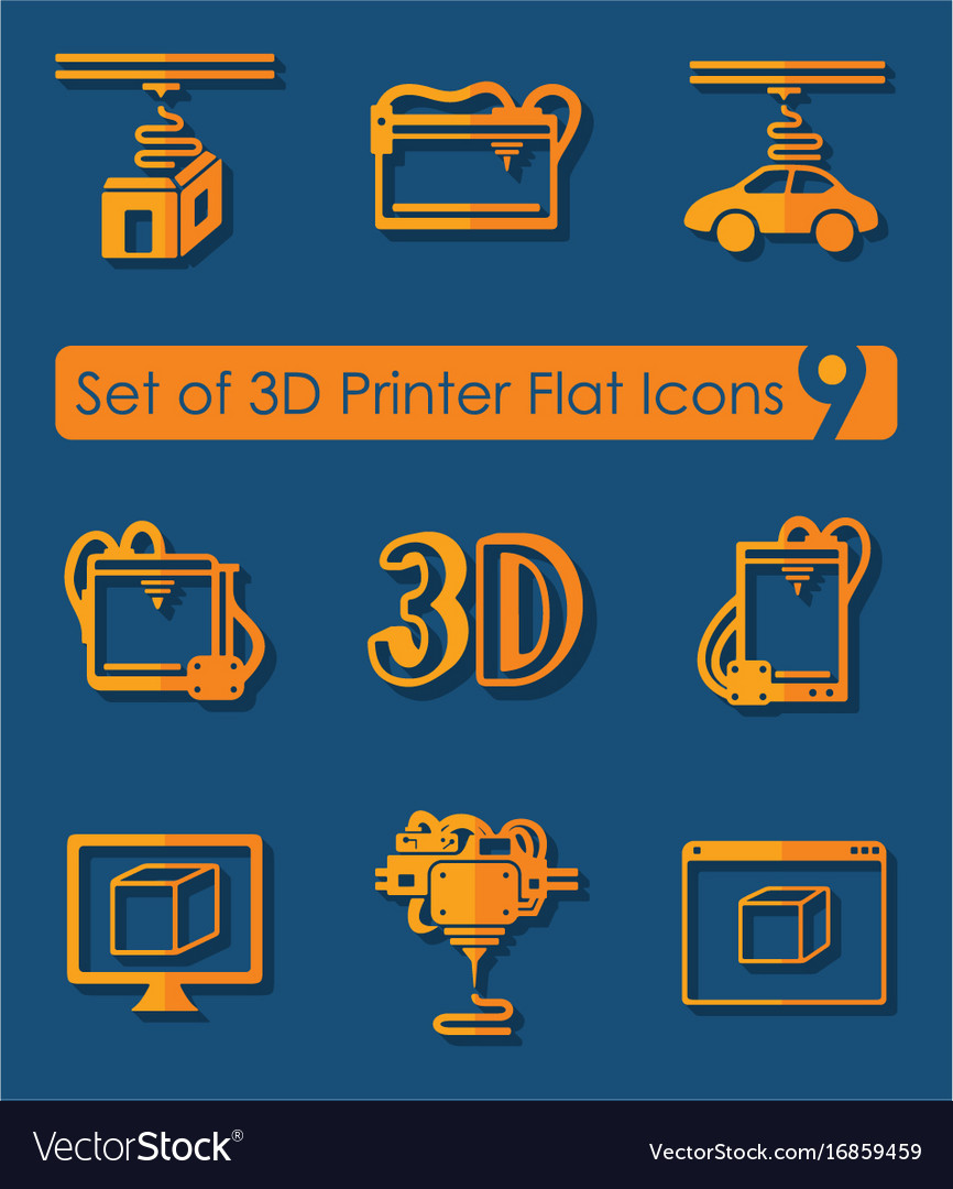 Set Of Three D Printer Icons Royalty Free Vector Image