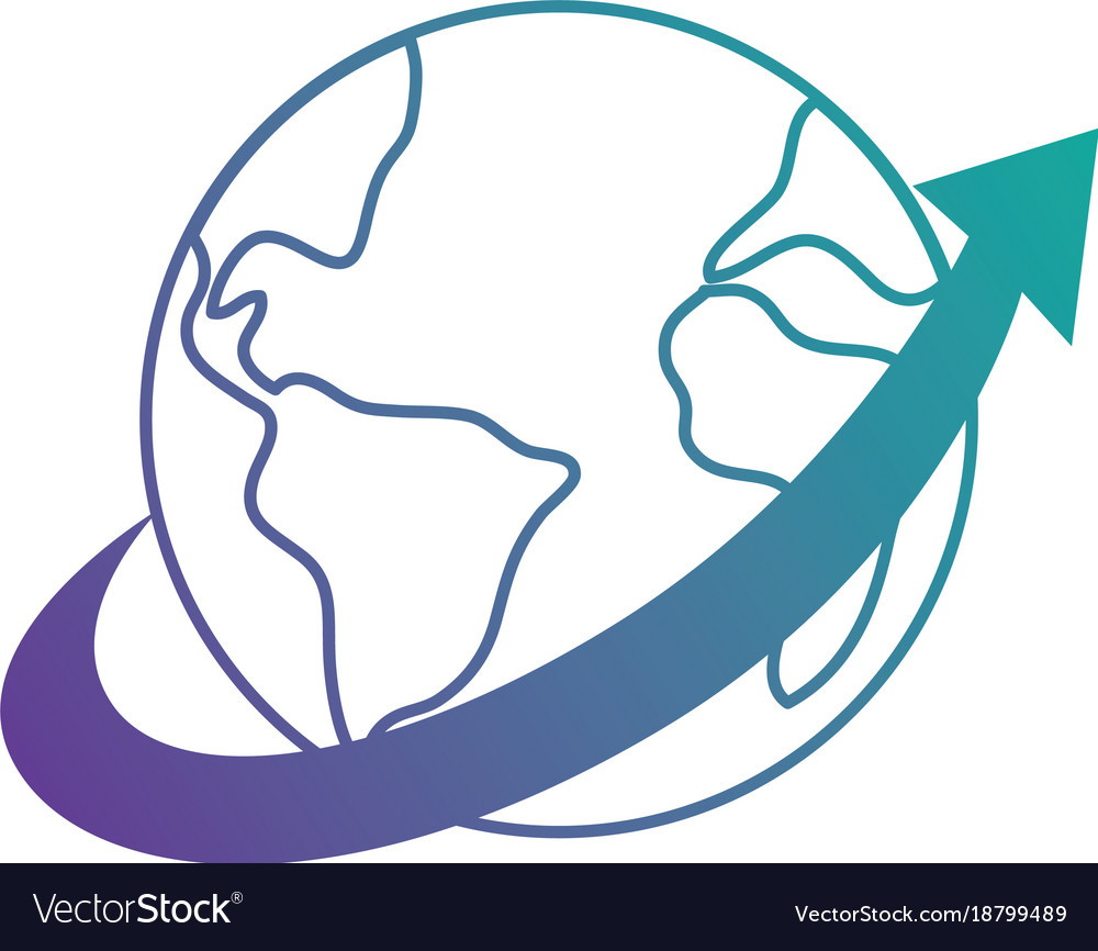 World Planet Earth With Arrow Royalty Free Vector Image