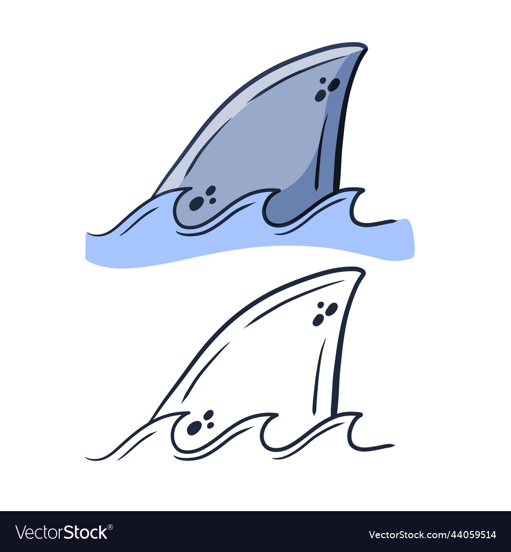 Shark Fin Predatory Fish Under Water Royalty Free Vector